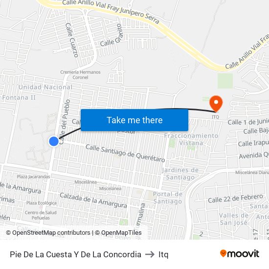 Pie De La Cuesta Y De La Concordia to Itq map