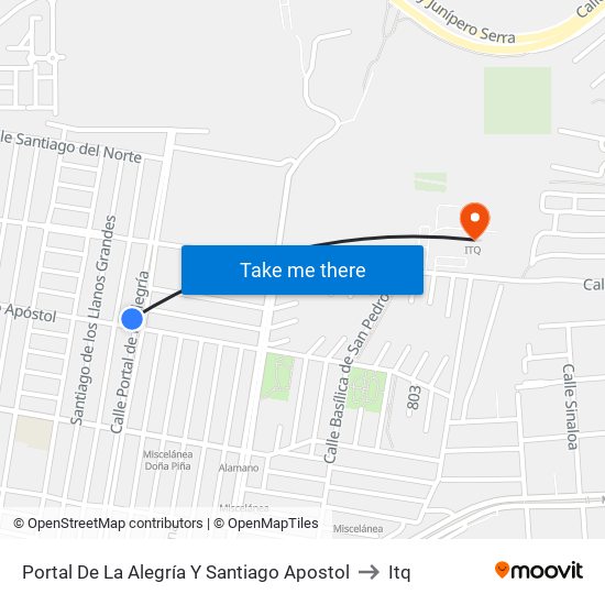 Portal De La Alegría Y Santiago Apostol to Itq map