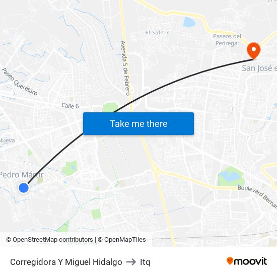 Corregidora Y Miguel Hidalgo to Itq map