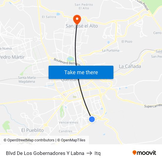 Blvd De Los Gobernadores Y Labna to Itq map