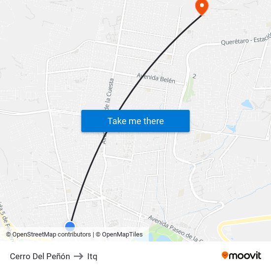 Cerro Del Peñón to Itq map