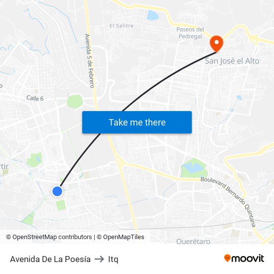 Avenida De La Poesía to Itq map