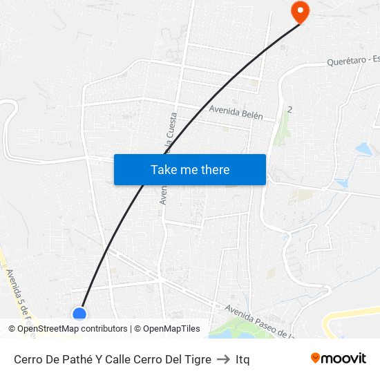 Cerro De Pathé Y Calle Cerro Del Tigre to Itq map