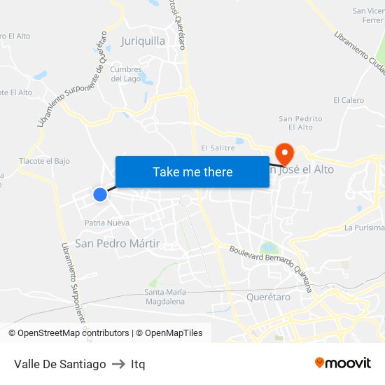 Valle De Santiago to Itq map