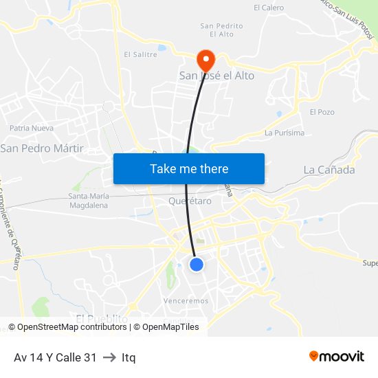 Av 14 Y Calle 31 to Itq map