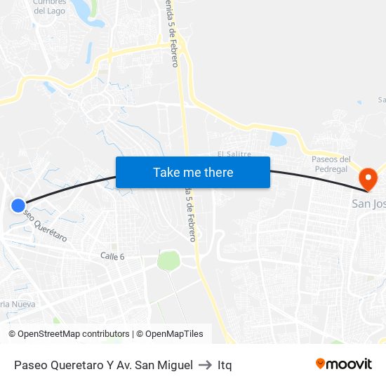 Paseo Queretaro Y Av. San Miguel to Itq map