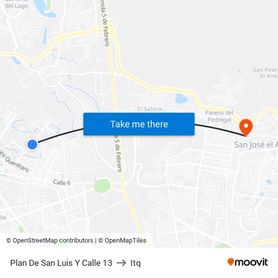 Plan De San Luis Y Calle 13 to Itq map