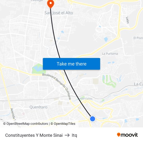 Constituyentes Y Monte Sinai to Itq map