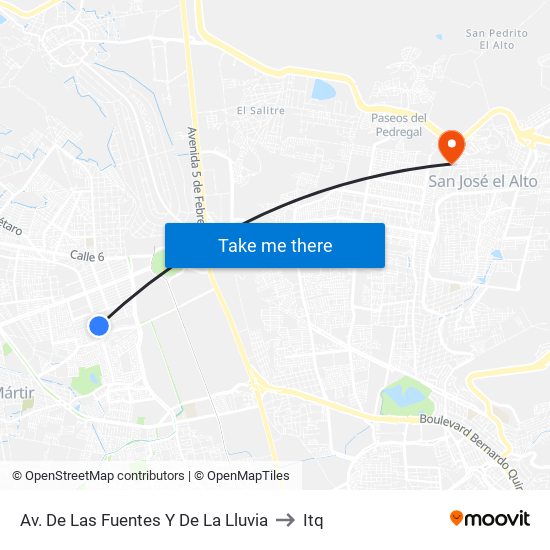 Av. De Las Fuentes Y De La Lluvia to Itq map