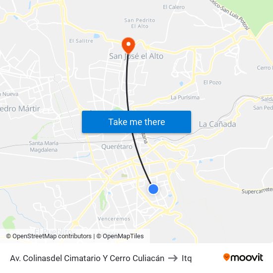 Av. Colinasdel Cimatario Y Cerro Culiacán to Itq map