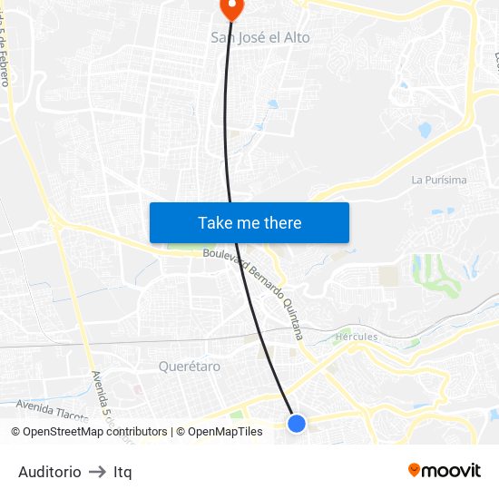 Auditorio to Itq map