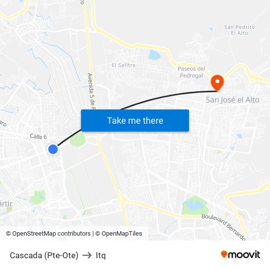 Cascada (Pte-Ote) to Itq map