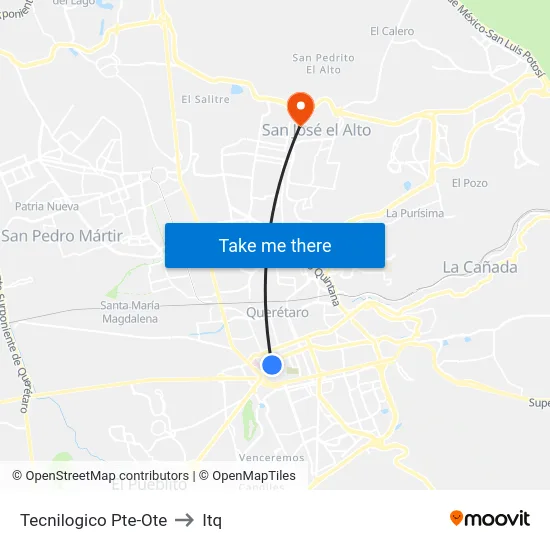 Tecnilogico Pte-Ote to Itq map