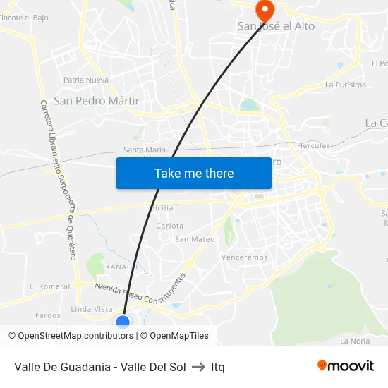 Valle De Guadania - Valle Del Sol to Itq map