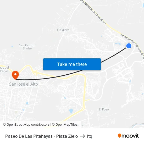 Paseo De Las Pitahayas - Plaza Zielo to Itq map