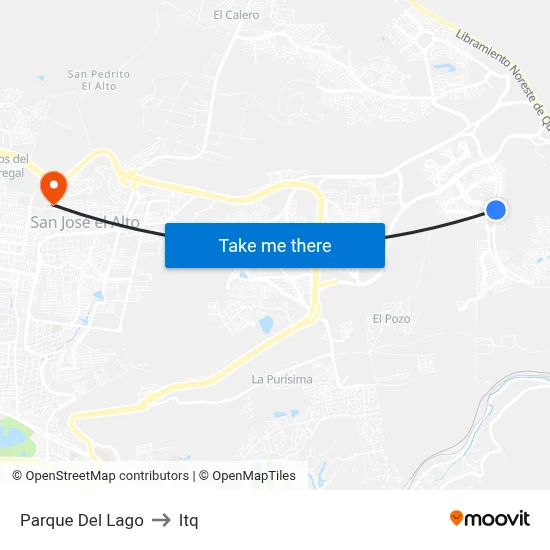 Parque Del Lago to Itq map