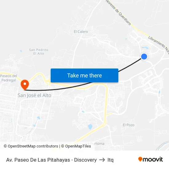 Av. Paseo De Las Pitahayas - Discovery to Itq map