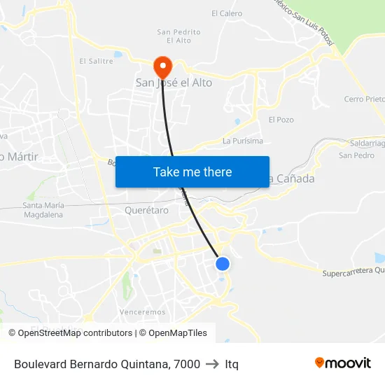 Boulevard Bernardo Quintana, 7000 to Itq map