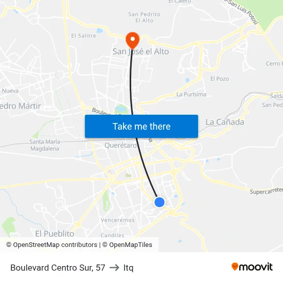 Boulevard Centro Sur, 57 to Itq map