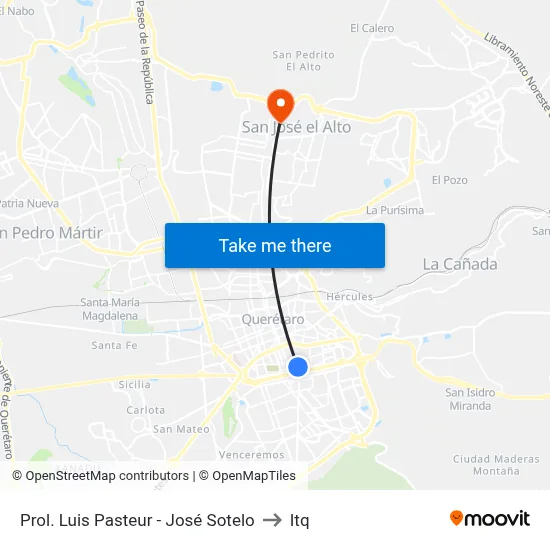 Prol. Luis Pasteur - José Sotelo to Itq map