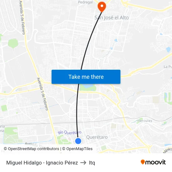 Miguel Hidalgo - Ignacio Pérez to Itq map