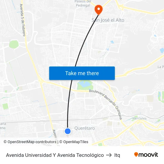 Av. Tecnológico - Itq to Itq map