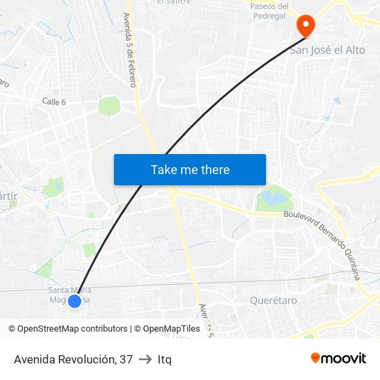 Avenida Revolución, 37 to Itq map