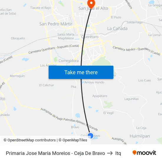 Primaria Jose María Morelos - Ceja De Bravo to Itq map
