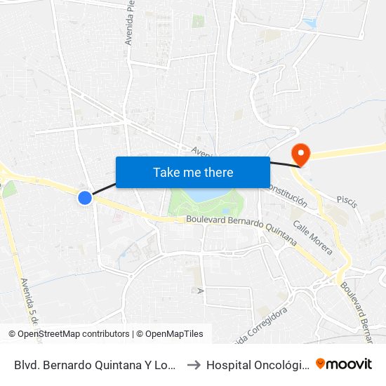 Blvd. Bernardo Quintana Y Loma De San Pablo to Hospital Oncológico Teletón map