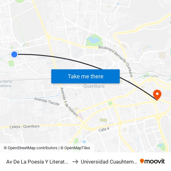 Av De La Poesía Y Literatura to Universidad Cuauhtemoc map