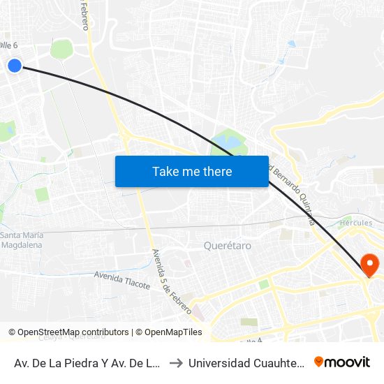 Av. De La Piedra Y Av. De La Luz to Universidad Cuauhtemoc map