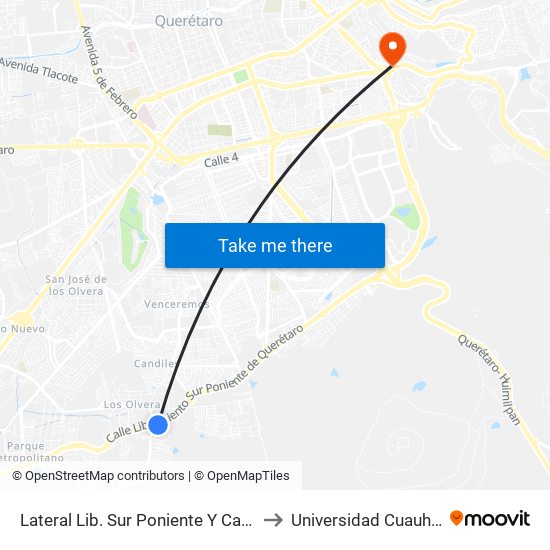 Lateral Lib. Sur Poniente Y Camino Real to Universidad Cuauhtemoc map