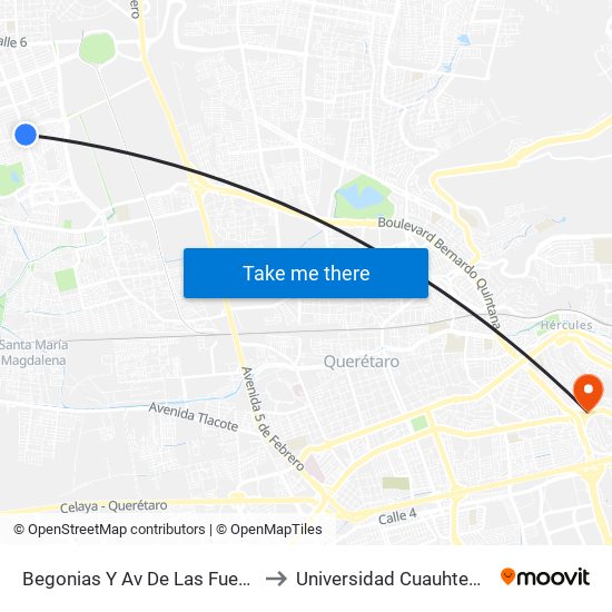 Begonias Y Av De Las Fuentes to Universidad Cuauhtemoc map