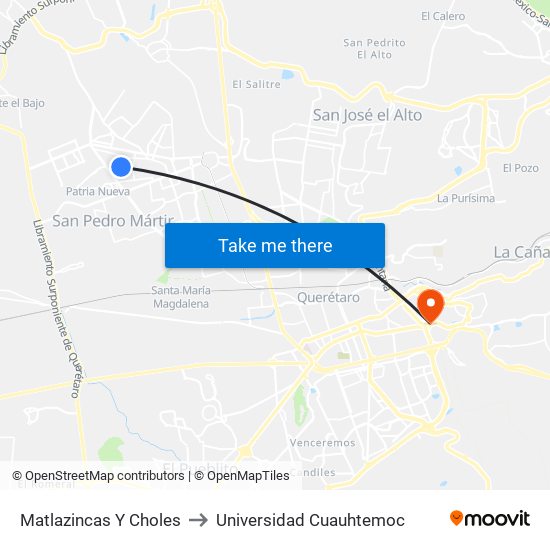 Matlazincas Y Choles to Universidad Cuauhtemoc map
