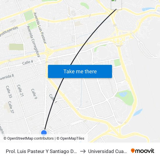 Prol. Luis Pasteur Y Santiago De Compostela to Universidad Cuauhtemoc map