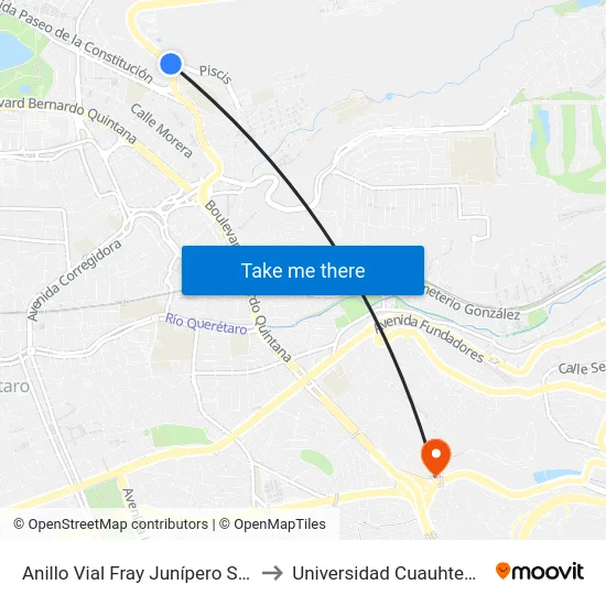 Anillo Vial Fray Junípero Serra to Universidad Cuauhtemoc map