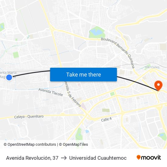 Avenida Revolución, 37 to Universidad Cuauhtemoc map