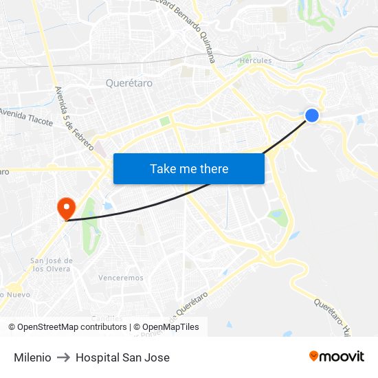 Milenio to Hospital San Jose map