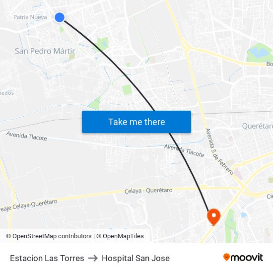Estacion Las Torres to Hospital San Jose map