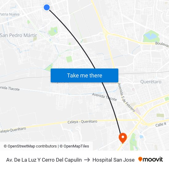 Av. De La Luz Y Cerro Del Capulín to Hospital San Jose map