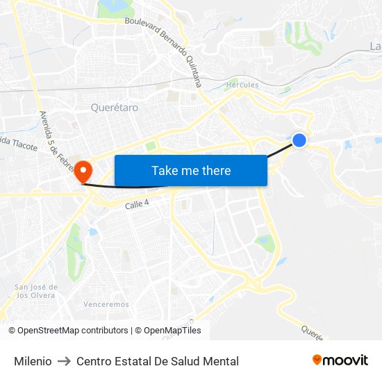 Milenio to Centro Estatal De Salud Mental map