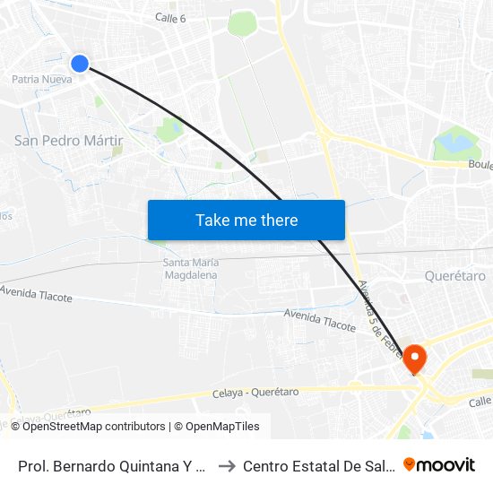 Prol. Bernardo Quintana Y Tarahumaras to Centro Estatal De Salud Mental map