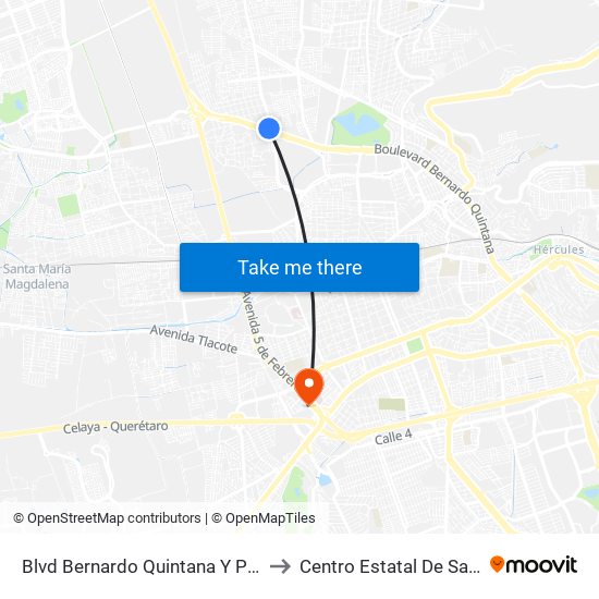 Blvd Bernardo Quintana Y Playa Condesa to Centro Estatal De Salud Mental map