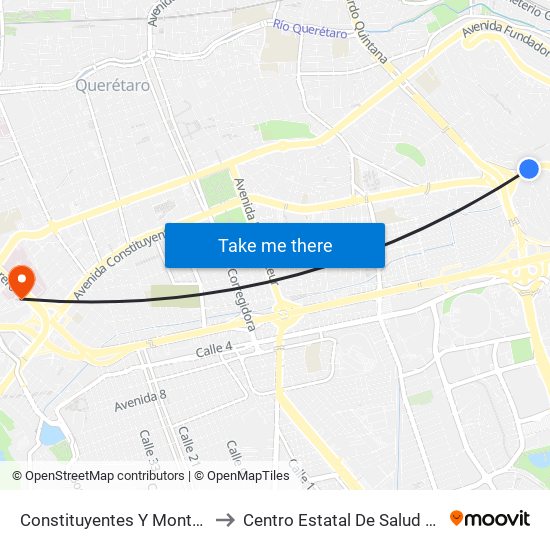 Constituyentes Y Monte Sinai to Centro Estatal De Salud Mental map