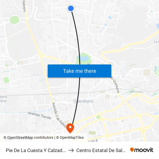 Pie De La Cuesta Y Calzada De Belen to Centro Estatal De Salud Mental map