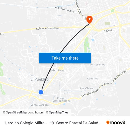 Heroico Colegio Militar, 86b to Centro Estatal De Salud Mental map