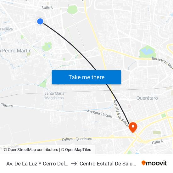 Av. De La Luz Y Cerro Del Capulín to Centro Estatal De Salud Mental map