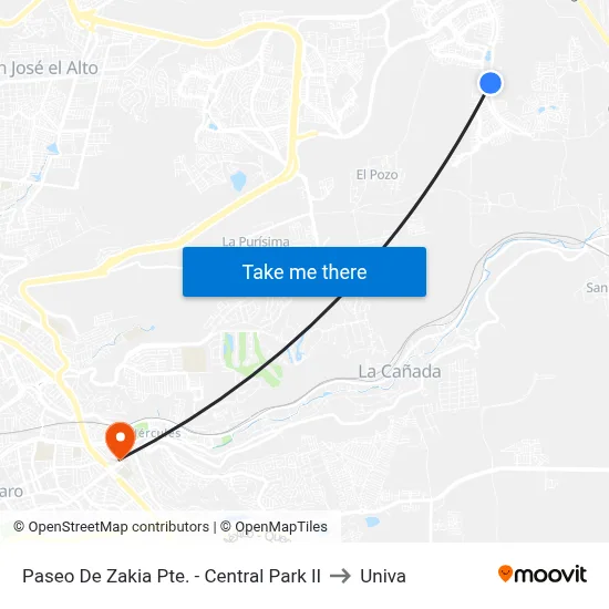 Paseo De Zakia Pte. - Central Park II to Univa map