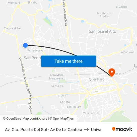 Av. Cto. Puerta Del Sol - Av De La Cantera to Univa map