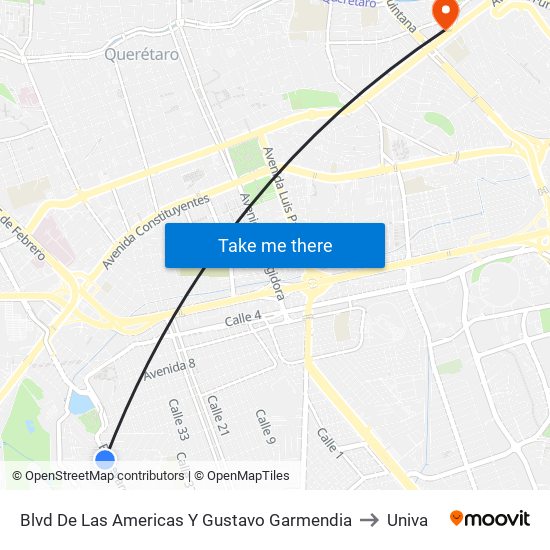 Blvd De Las Americas Y Gustavo Garmendia to Univa map
